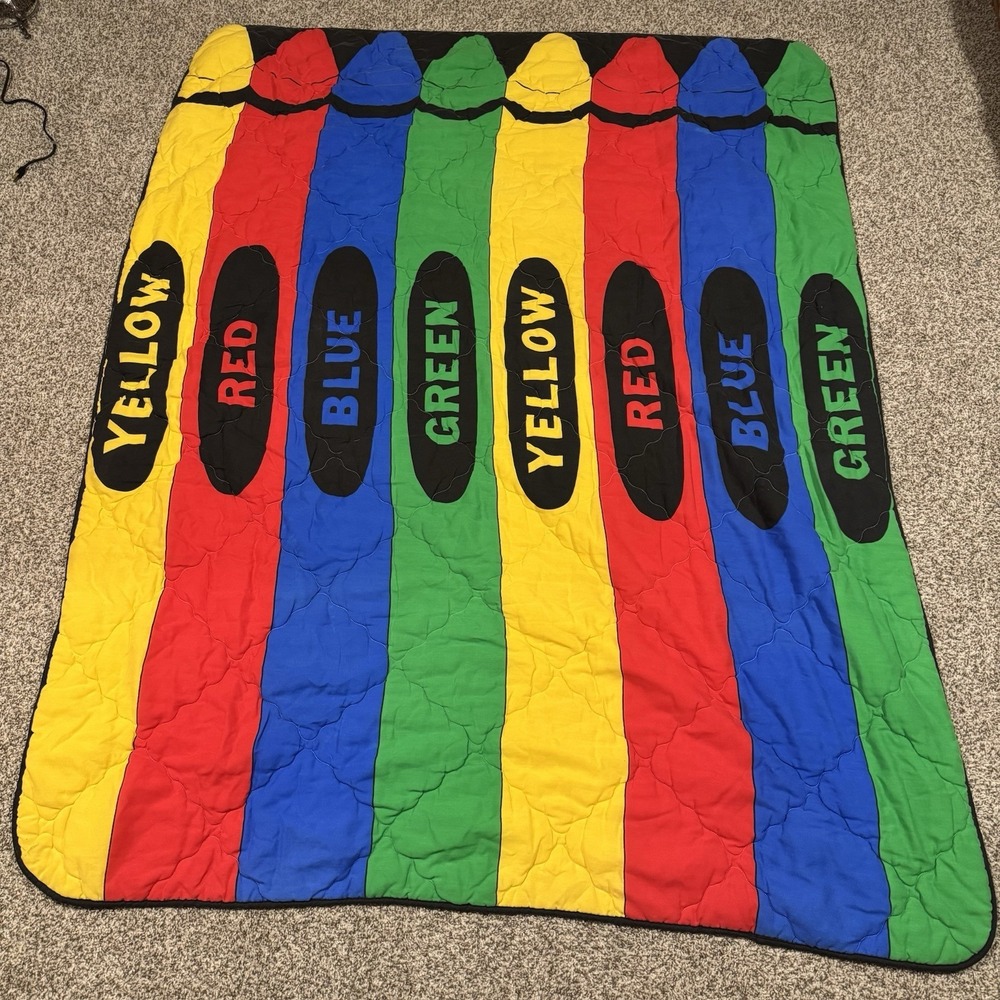 VTG Crayola Crayon Box Shaped Twin Comforter RARE - 82"X62"